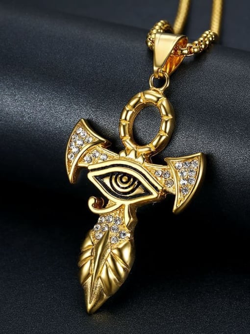 HI HOP Titanium Rhinestone Evil Eye Classic Regligious Necklace For Men 0