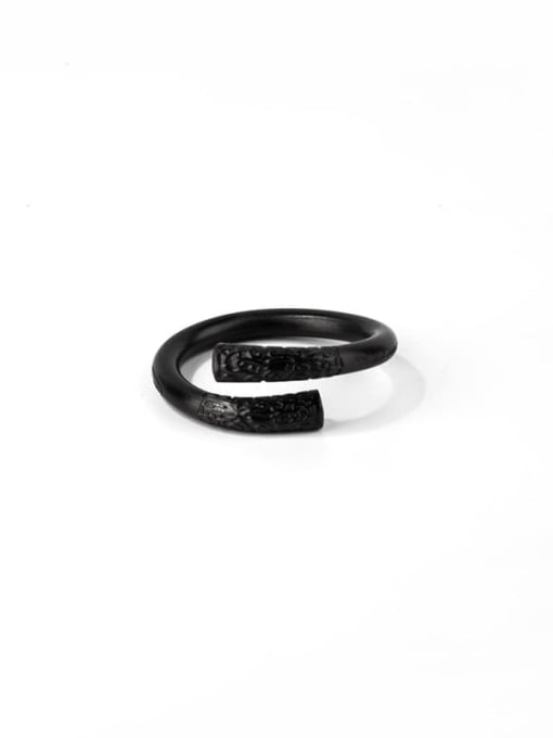 Black (6) Titanium Steel Irregular Hip Hop Band Ring