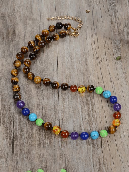 1 Stainless steel Natural Stone Bohemia Beaded Necklace