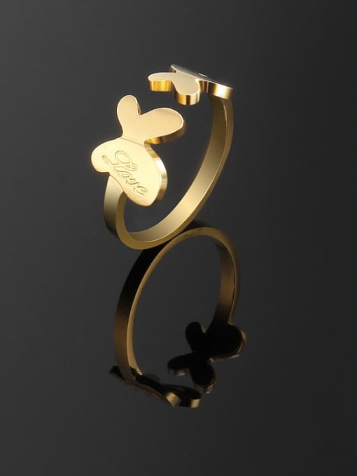 golden Titanium Steel Butterfly Minimalist Band Ring