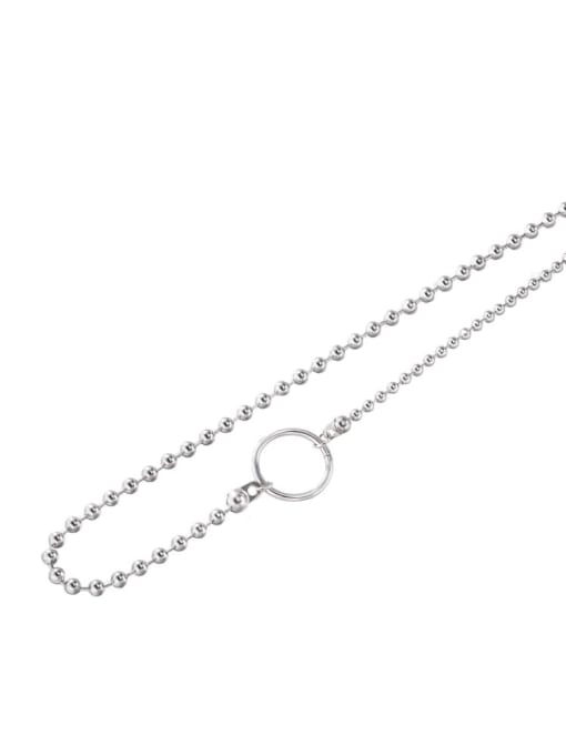 Steel color Titanium Steel Hollow Geometric Hip Hop Bead Chain Necklace