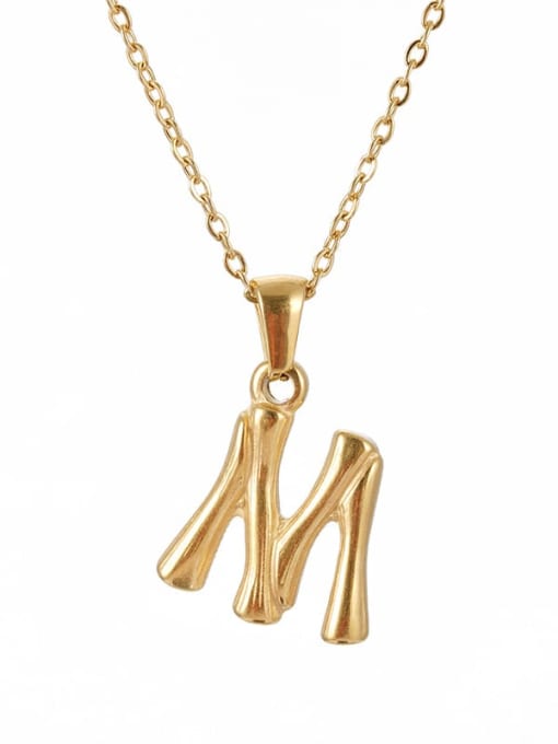 M Titanium Steel  Minimalist Letter Pendant Necklace