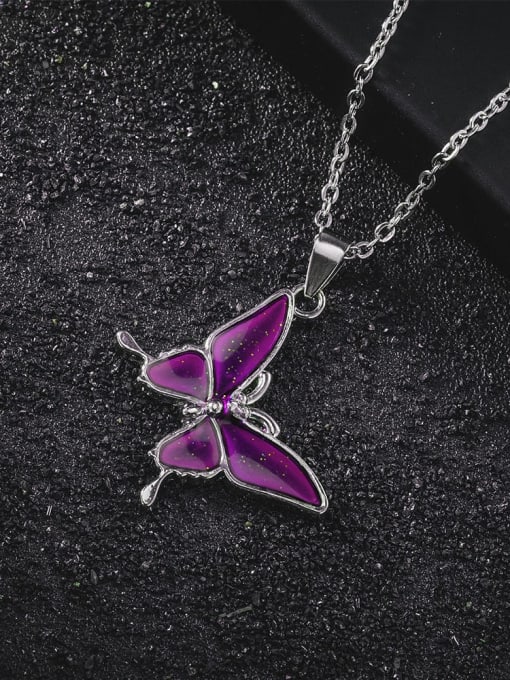 WOLF Titanium Steel Enamel Butterfly Minimalist Necklace 1