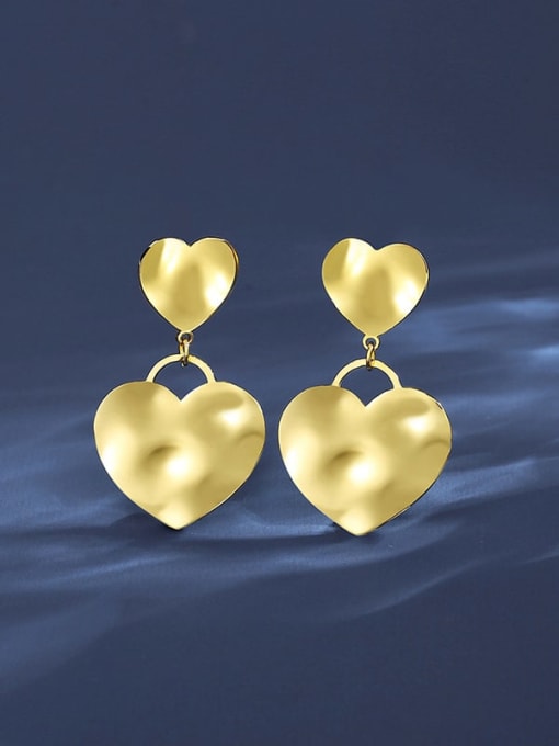 18K Gold Stainless steel Heart Trend Drop Earring