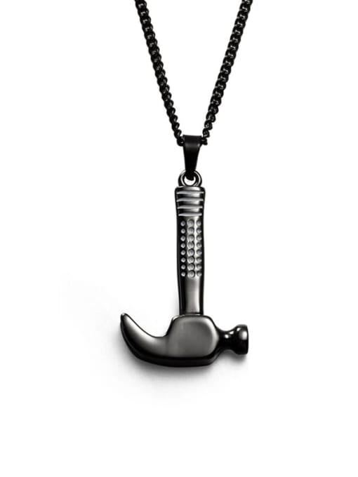 Gun grey (chain length 66cm) Titanium Steel Irregular Hip Hop Long Strand Necklace