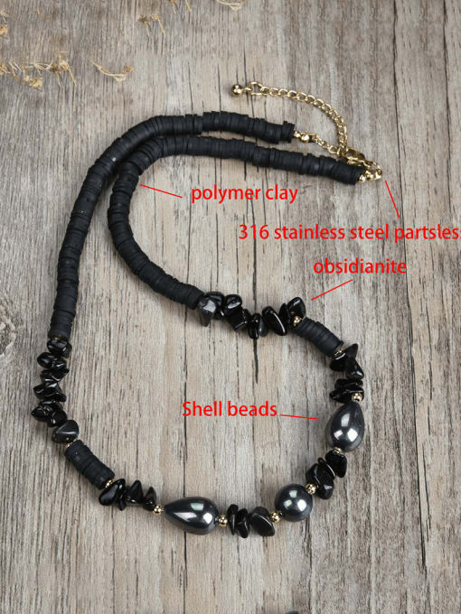 JZ Men's bead Titanium Steel Natural Stone Irregular Bohemia Beaded Necklace 2