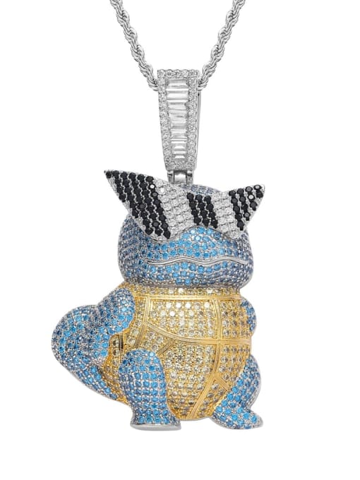 MAHA Brass Cubic Zirconia Cartoon jenny turtle Hip Hop Necklace 0