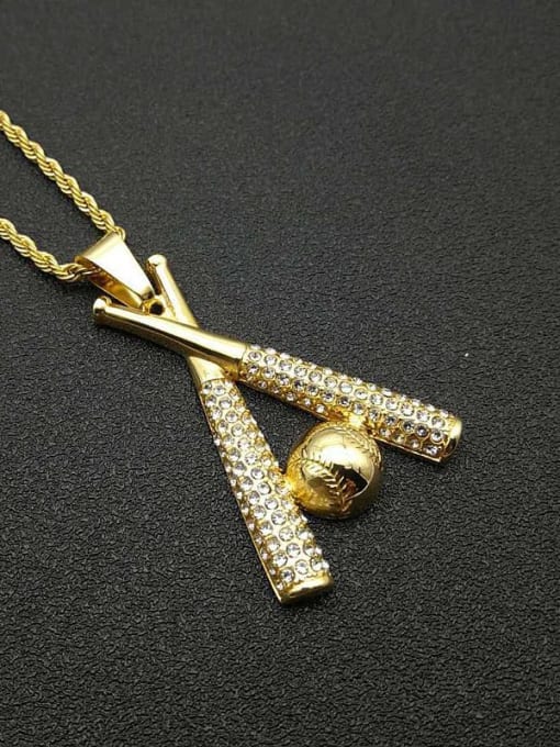 Gold Necklace Titanium Rhinestone Ball Hip Hop Necklace For Men
