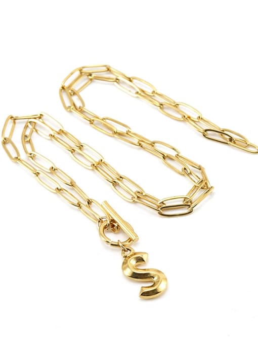 ZXIN Titanium Steel Letter Minimalist Hollow Chain Necklace 3