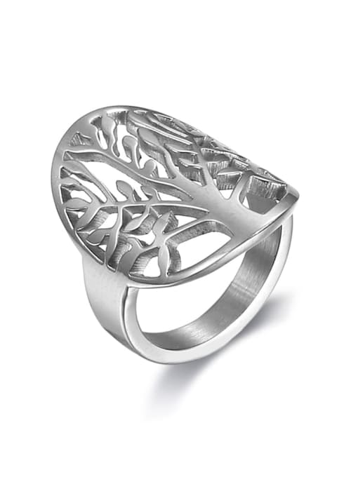 Steel color Stainless steel Tree of Life Vintage Band Ring