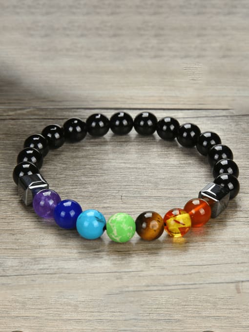 JZ Men's bead Natural Stone Hip Hop Beaded Bracelet 2