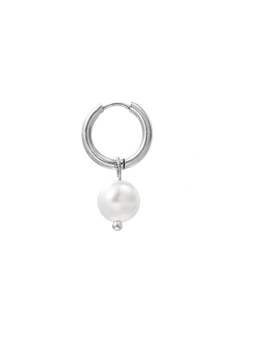 Pearl Earrings (single) Titanium Steel Imitation Pearl Geometric Minimalist Single Earring(ONLY ONE)