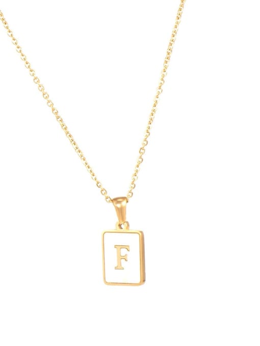 Square Gold White f Titanium Steel Shell  Minimalist Square Letter  Pendant Necklace