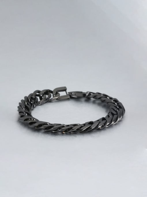 Black (1.1cm wide) Titanium Geometric Minimalist Link Bracelet