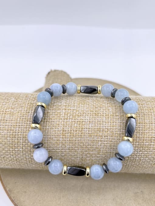 6- 18cm Natural Stone Irregular Bohemia Beaded  Stainless Steel  Bracelet