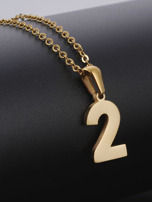 2 Stainless steel Minimalist Number  Pendant Necklace