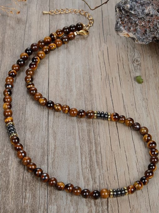 6 Stainless steel Natural Stone Geometric Bohemia Beaded Necklace