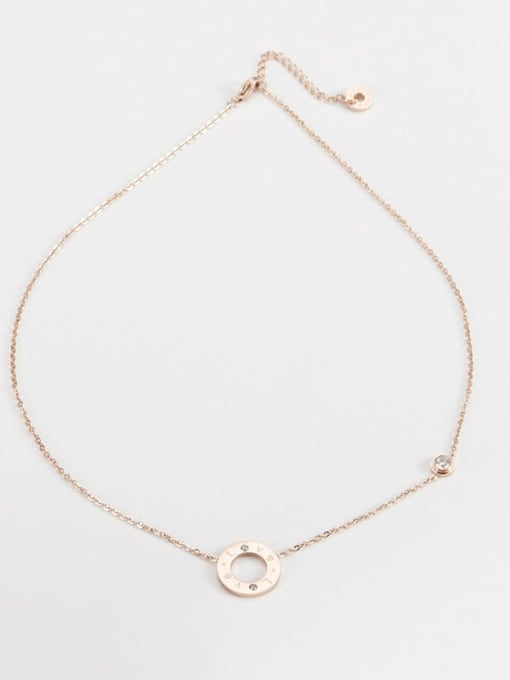 Love rose gold Titanium Round Minimalist  letter pendant necklace