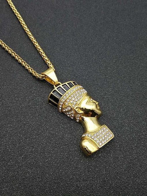 Gold Necklace Titanium Rhinestone Irregular Hip Hop Necklace For Men