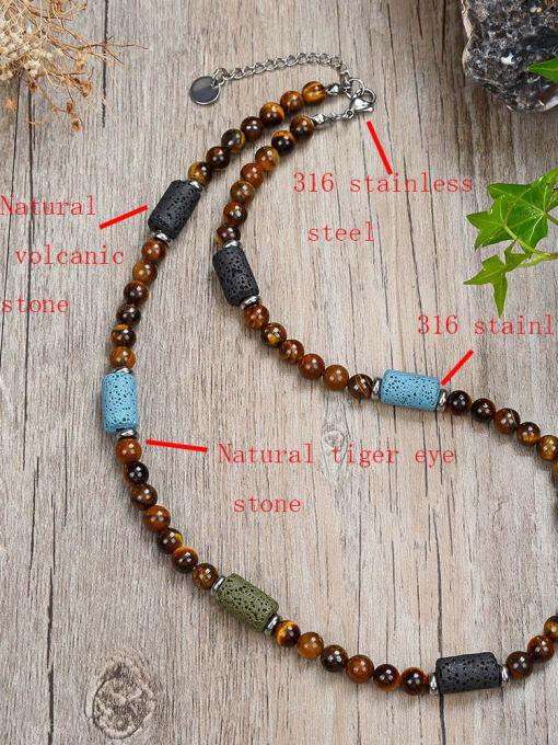  Stainless steel Natural Stone Geometric Bohemia Beaded Necklace 1