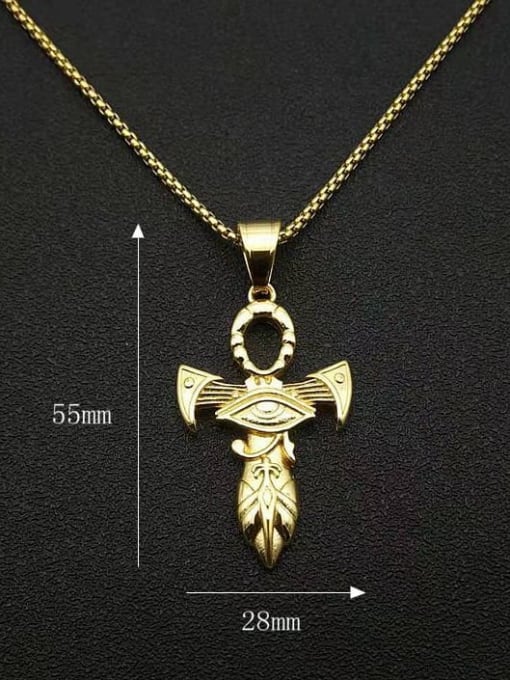 HI HOP Titanium Steel Evil Eye Vintage Cross Pendant Necklace For Men 1