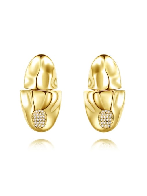 E20112520 Brass Cubic Zirconia Geometric Hip Hop Stud Earring