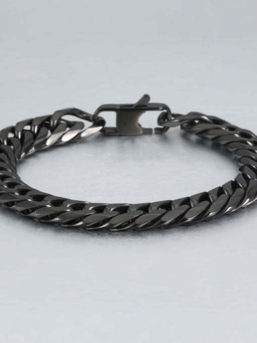 Black (1.1cm wide) Titanium Vintage Fashion Multi Color Polished Titanium Steel Bracelet