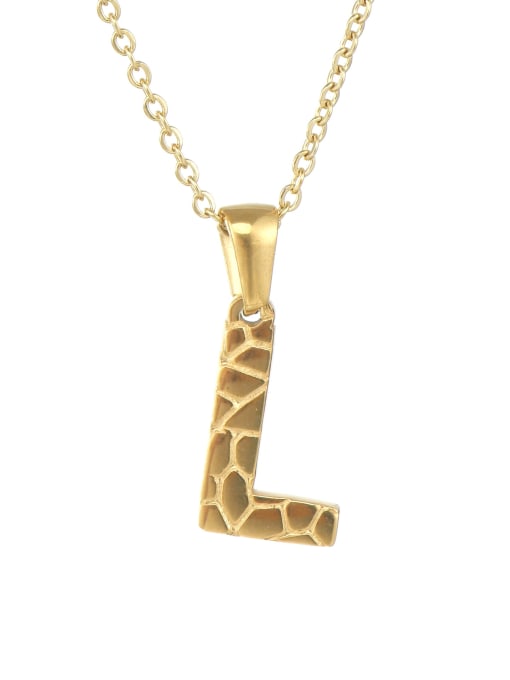 Including chain L Stainless steel Minimalist English Letter Pendant  Necklace