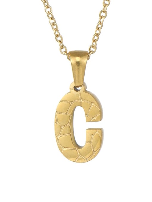 (including chain) C Stainless steel Minimalist English Letter Pendant  Necklace