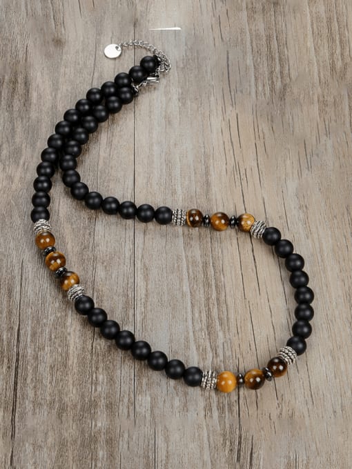5 Stainless steel Natural Stone Bohemia Beaded Necklace