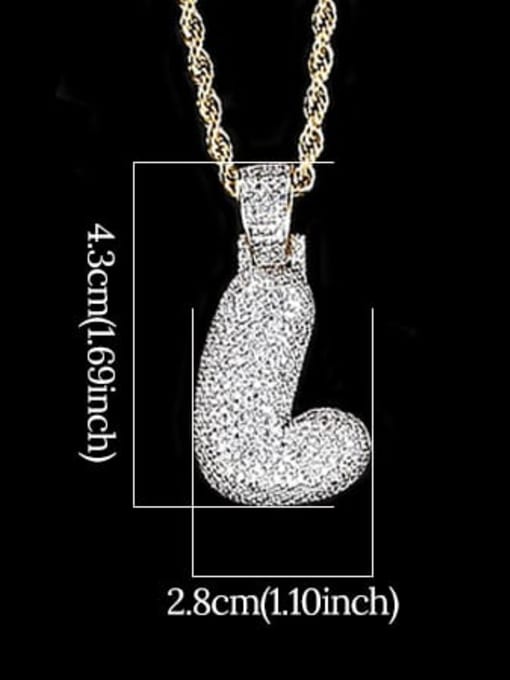 L 24in 61cm T20I12 T20A02 Brass Cubic Zirconia Message Hip Hop Necklace