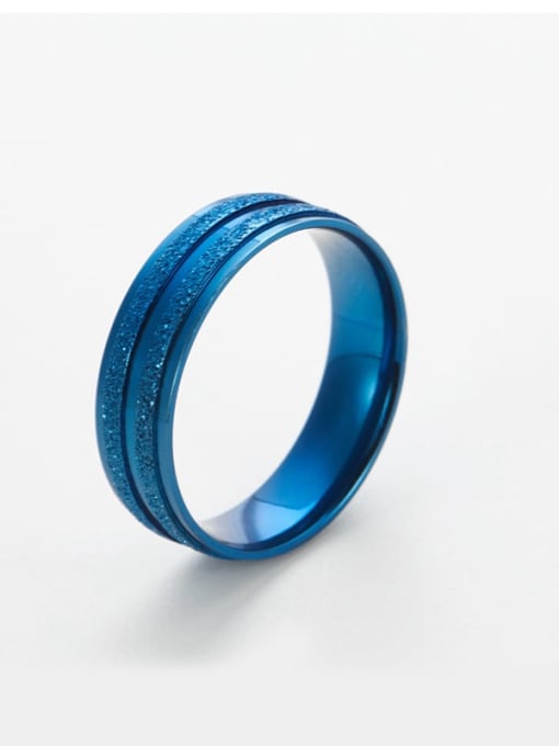 blue Titanium Round Minimalist Band Ring