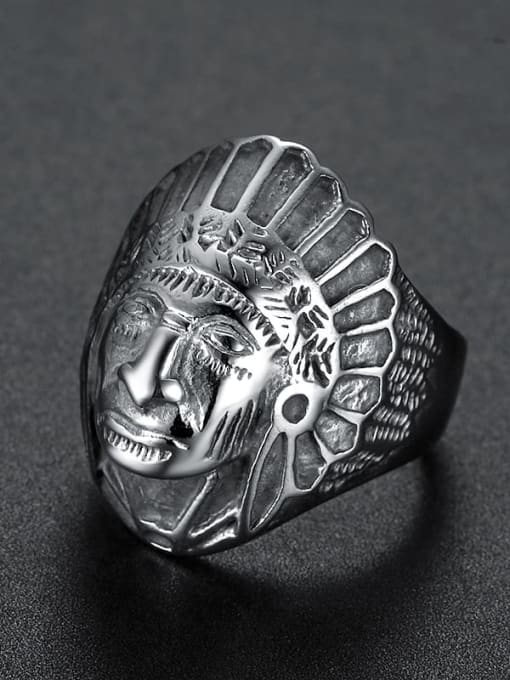 Steel color Stainless steel Skull Band Ring