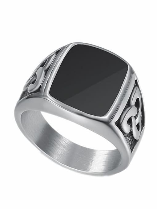 Silver US Titanium Square Minimalist Band Ring For Men