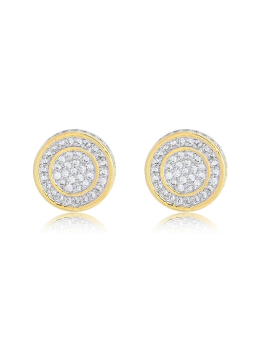 MAHA 925 Sterling Silver Cubic Zirconia Round Hip Hop Stud Earring 0