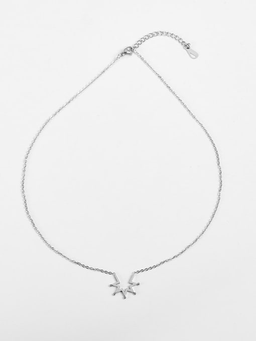 Steel color Titanium Irregular Rosary Minimalist Necklace