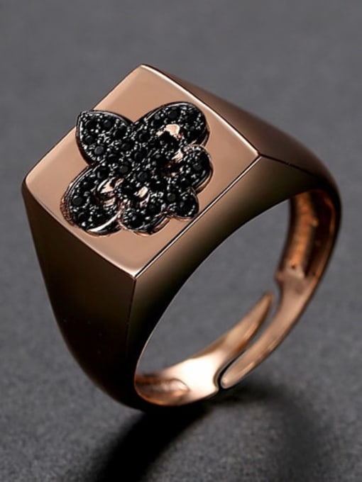 Black zirconium 6 t21f09 Brass Cubic Zirconia Geometric Minimalist Band Ring