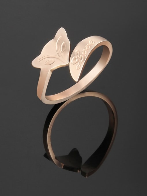 rose gold Titanium Steel Fox Minimalist Band Ring