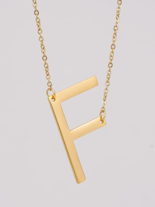 F Stainless steel Minimalist  Letter Pendant Necklace