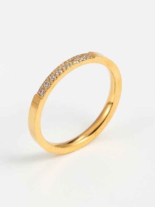 golden Titanium Cubic Zirconia Minimalist Band Ring