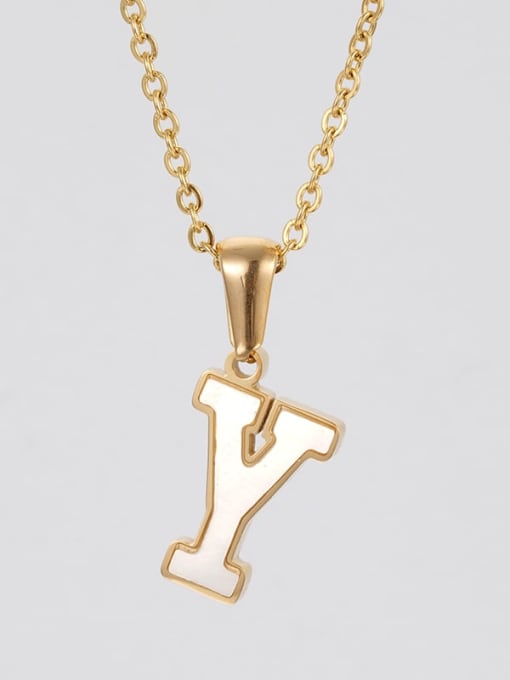 Single letter Y Stainless steel Shell Letter Minimalist Letter Pendant (with out chain)