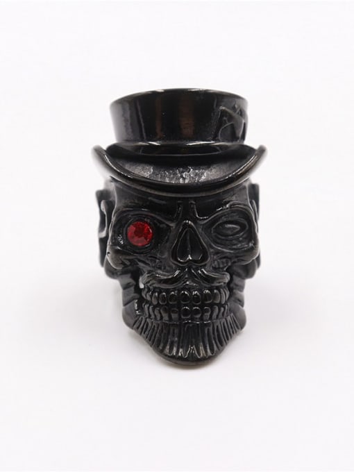 black Titanium Skull Vintage Statement Ring