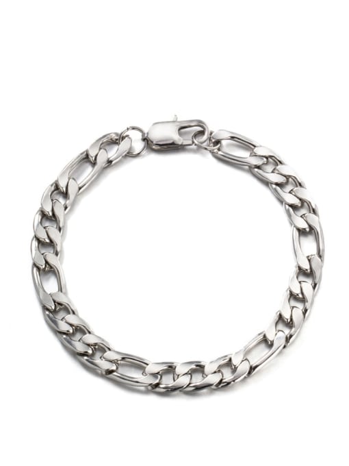 Steel color (9mm*21cm) Titanium Steel Geometric Hip Hop Link Bracelet
