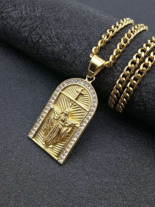 Gold Necklace Titanium Rhinestone Hip Hop Necklace For Men