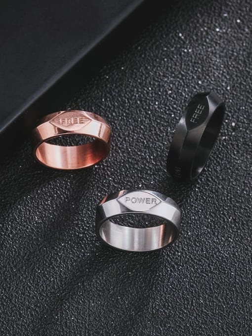 WOLF Titanium Steel Geometric Minimalist Band Ring 1