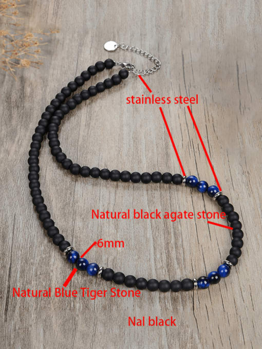 JZ Men's bead Titanium Steel Natural Stone Hip Hop Beaded Necklace 3