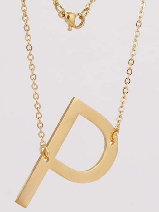 P Stainless steel Minimalist  Letter Pendant Necklace