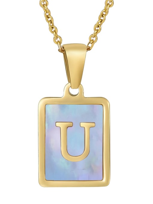 Golden U (including chain) Titanium Steel Shell Geometric Letter Minimalist Necklace
