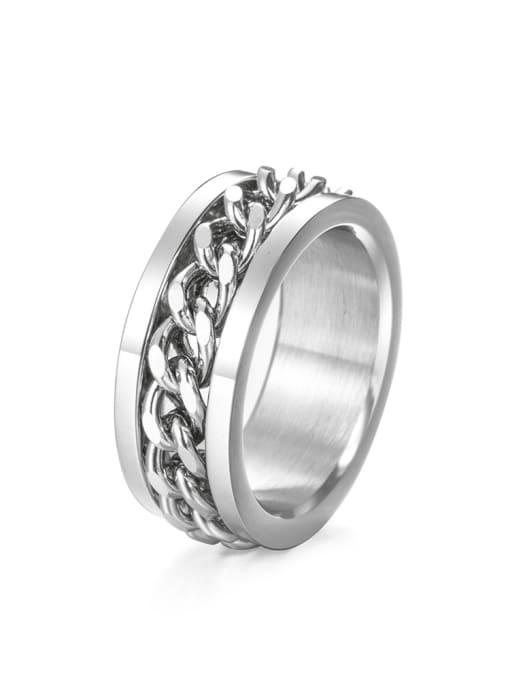 Steel color (size 6) Titanium Steel Irregular Vintage Band Ring