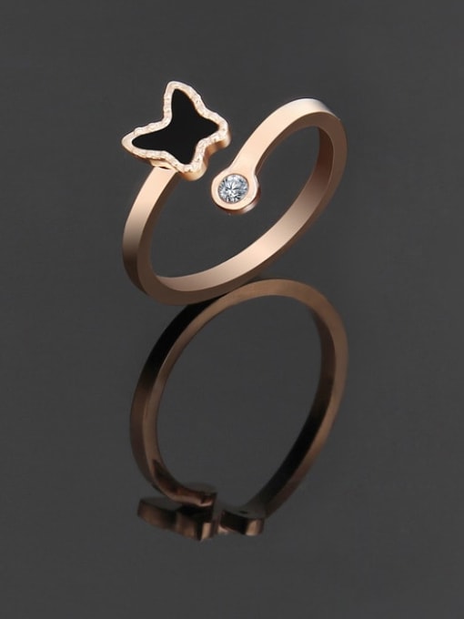 rose gold Titanium Minimalist Butterfly Band Ring